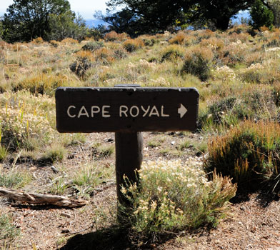 Sign Post at Cape Royal Trailhead